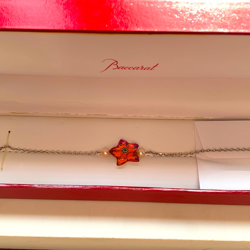Baccarat Sterling Silver Pearl And Crystal Bracelet.